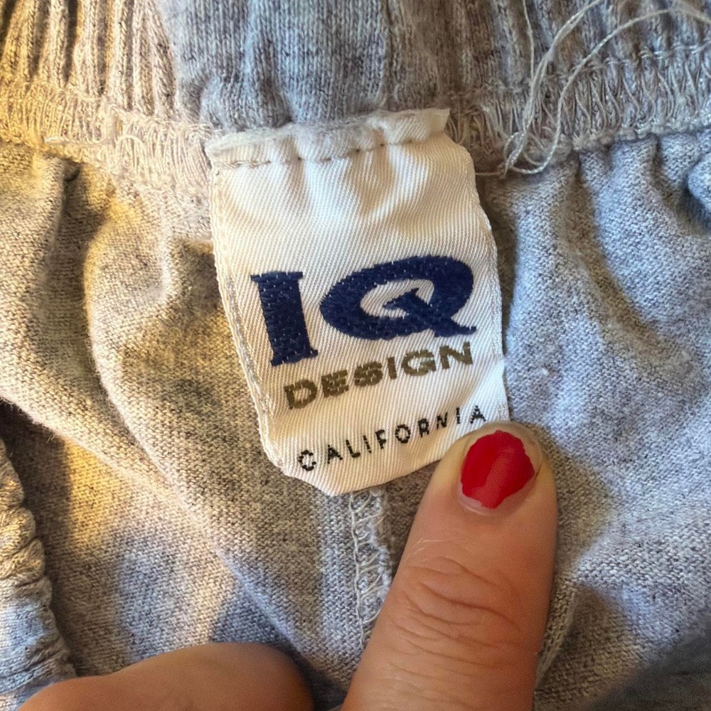 Vintage iQ Design California Grey Cotton Baggy Track Pants Side Stripe Small - Picture 2 of 5